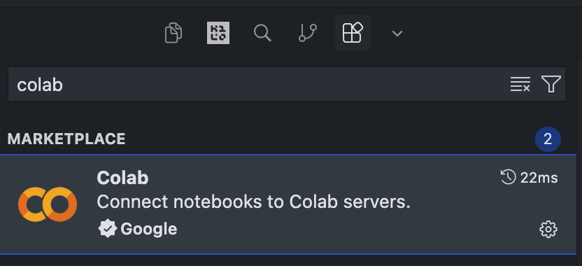 Searching for Colab Extension