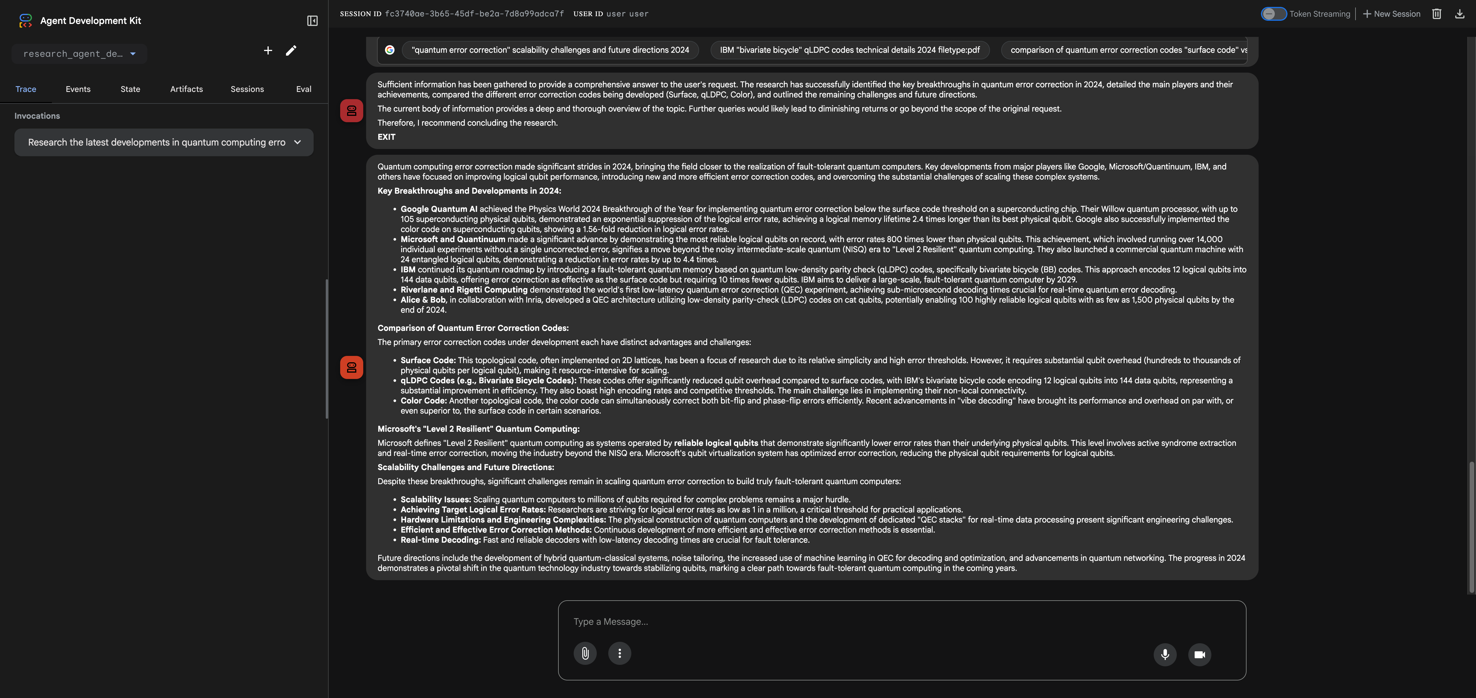 Test Chat with Results